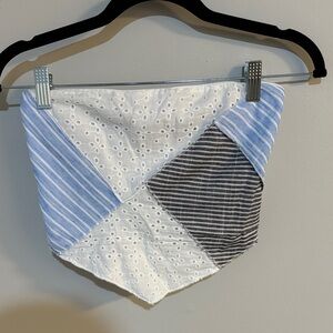 Altar'd State White Eyelet & Navy Stripe Layered Top